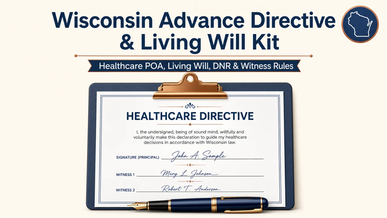 Wisconsin Advance Directive Kit — Escape the Notary Trap & Witness Errors